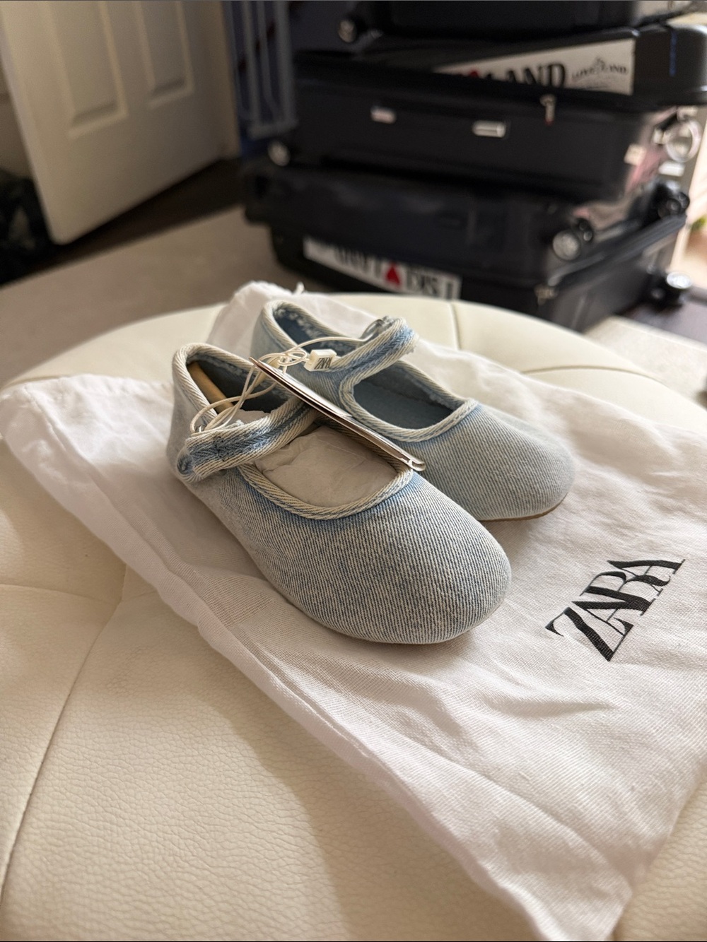 Zara Light Denim Kids Mary Jane Shoes Size 8